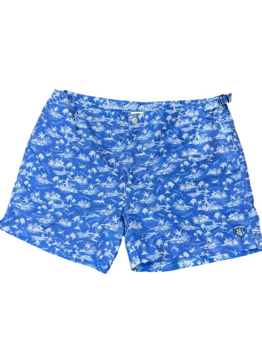 Voila St Barth Men's Size XL Blue Tropical Print with Logo Swim Trunks Shorts